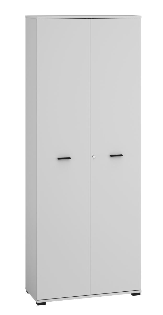 Armadio per ufficio Toivala 01, colore: grigio chiaro - Dimensioni: 204 x 79 x 34 cm (A x L x P), con 2 ante e 5 vani