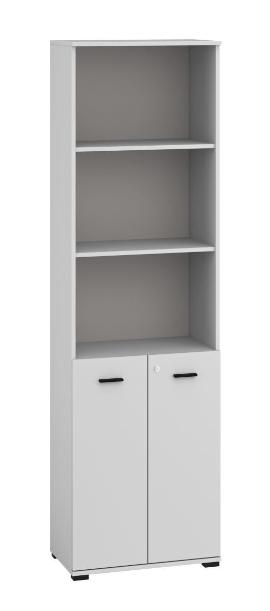 Armadio da ufficio Toivala 02, colore: grigio chiaro - Dimensioni: 204 x 60 x 34 cm (A x L x P), con 2 ante e 5 vani