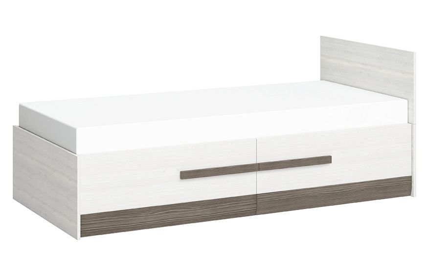 Letto singolo "Knoxville" 16, pino, bianco / grigio - 90 x 200 cm (l x l), 2 cassetti