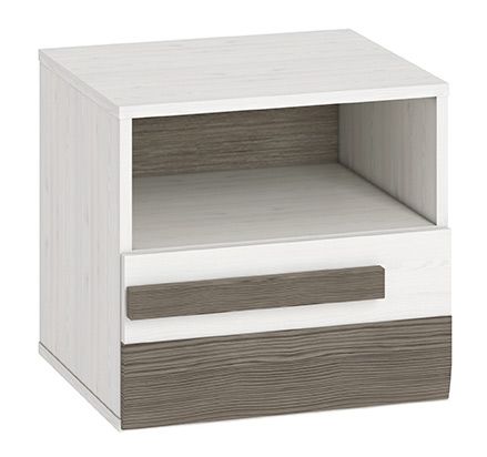 Comodino "Knoxville" 18, bianco/grigio pino - 44 x 46 x 40 cm (h x l x p), 1 cassetto e 1 scomparto