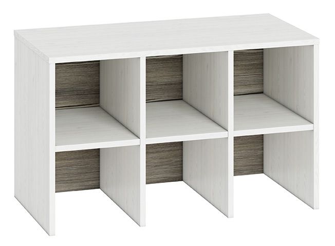 Scarpiera "Knoxville" 22, pino, bianco / grigio - 49 x 80 x 40 cm (h x l x p), 6 scomparti