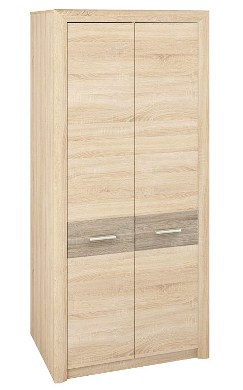 Armadio ad ante battenti "Mesquite" 01, rovere Sonoma chiaro / rovere Sonoma Tartufo - 199 x 92 x 63 cm (h x l x p), 2 ante e 6 scomparti