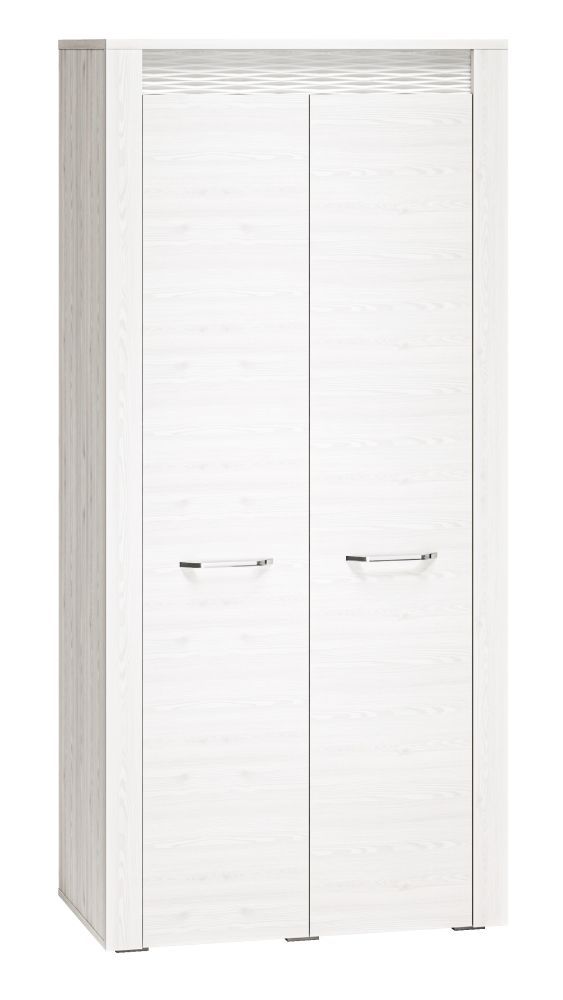 Armadio ad ante battenti "Ullerslev" 01, bianco pino - 200 x 92 x 55 cm (h x l x p), 2 ante e 5 scomparti