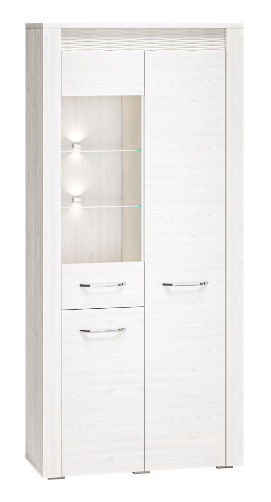 Vetrinetta "Ullerslev" 04, bianco pino - 200 x 92 x 40 cm (h x l x p), 3 ante e 10 scomparti