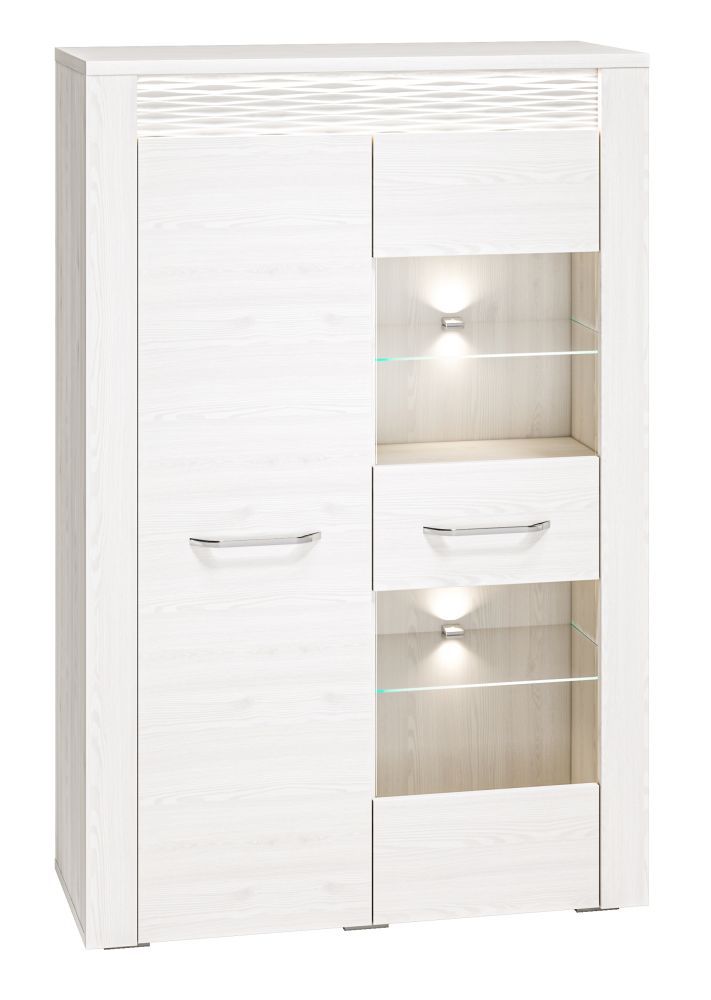 Vetrinetta "Ullerslev" 05, bianco pino - 140 x 92 x 40 cm (h x l x p), 2 ante e 8 scomparti