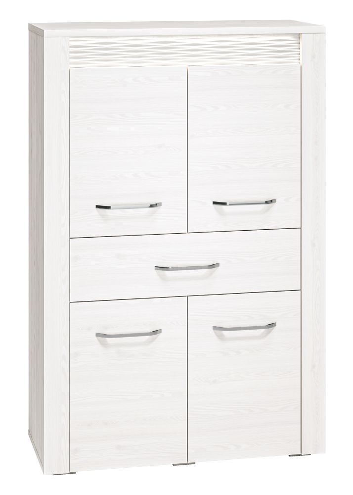 Armadio "Ullerslev" 06, bianco pino - 140 x 92 x 40 cm (h x l x p), 4 ante, 1 cassetto e 4 scomparti