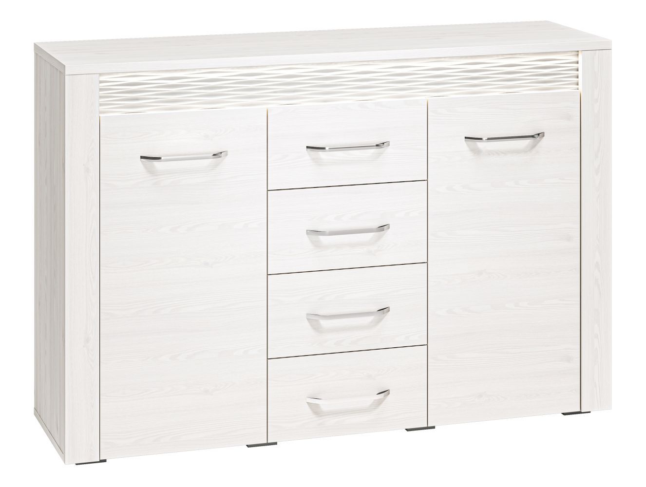 Cassettiera "Ullerslev" 07, pino, bianco - 94 x 138 x 40 cm (h x l x p), 2 ante, 4 cassetti e 4 scomparti