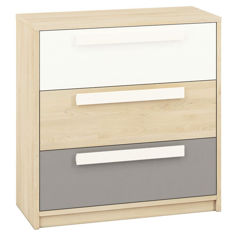 Cameretta - Cassettiera "Greeley" 10, faggio / bianco / grigio platino - 93 x 92 x 40 cm (h x l x p), 3 cassetti