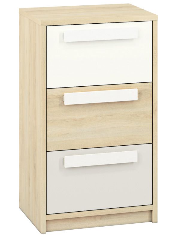 Cameretta - Cassettiera "Greeley" 11, faggio / bianco / grigio chiaro - 93 x 54 x 40 cm (h x l x p), 3 cassetti