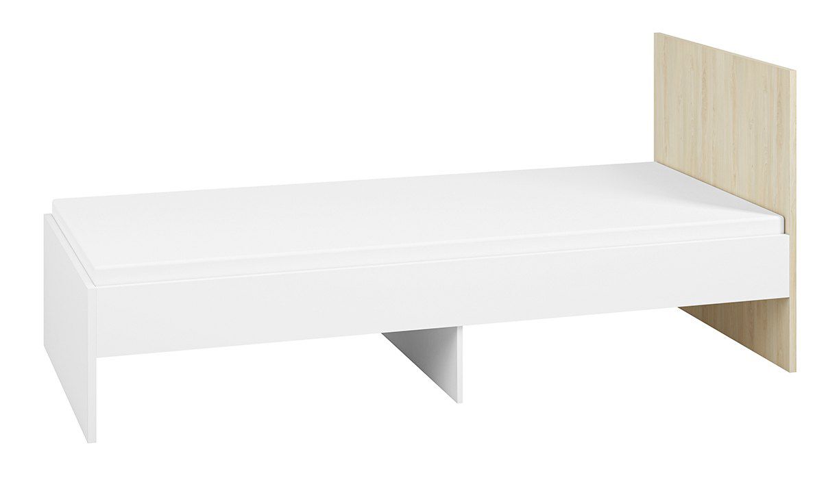 Letto singolo "Egvad" 14, bianco / faggio - 90 x 200 cm (l x l)