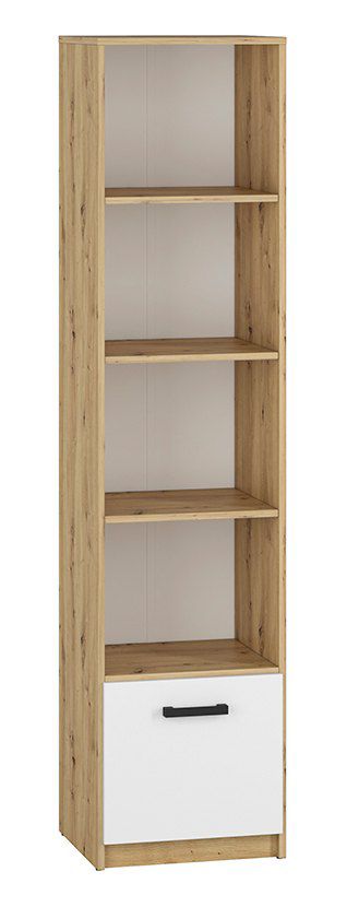 Cameretta - Scaffale "Sallingsund" 04, rovere / bianco - 191 x 45 x 40 cm (h x l x p), 1 cassetto e 4 scomparti