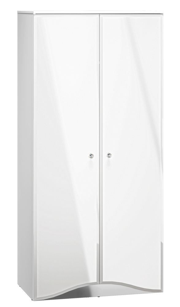 Armadio "Sydfalster" 08, molto spazioso, bianco / bianco lucido - 191 x 90 x 51 cm (h x l x p), 2 ante e 2 scomparti