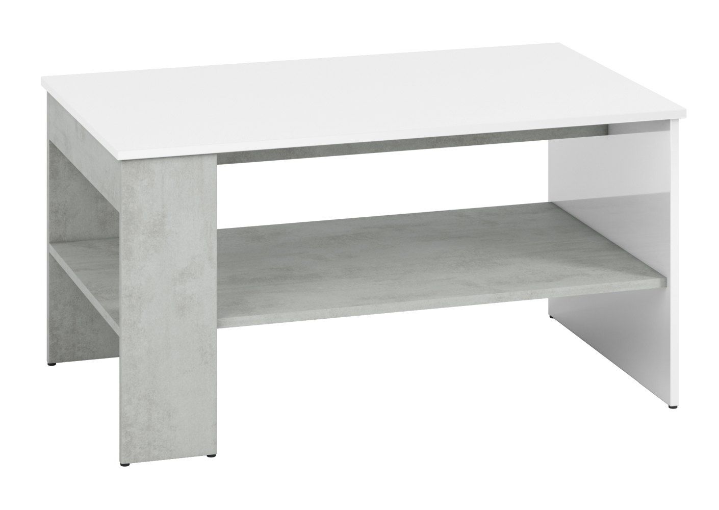 Tavolino "Antioch" 10, bianco lucido / grigio chiaro - 100 x 60 x 52 cm (l x p x h)