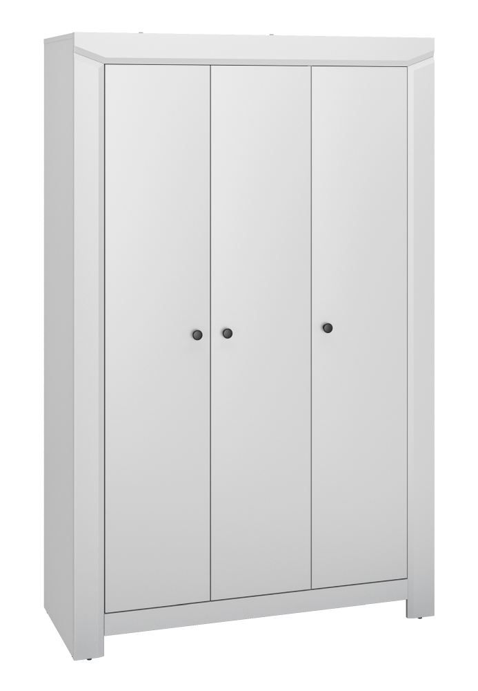 Armadio ad ante battenti "Sastamala" 01, grigio argento - 201 x 127 x 52 cm (h x l x p), 3 ante e 5 scomparti