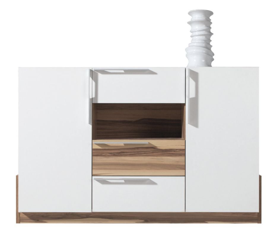 Cassettiera "Andenne" 04, bianco / noce - 89 x 140 x 40 cm (h x l x p)