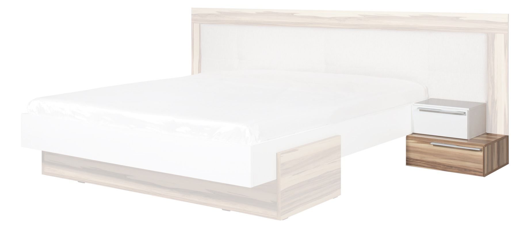 Comodino "Andenne" 06, bianco / noce - Dimensioni: 38 x 51 x 44 cm (A x L x P)