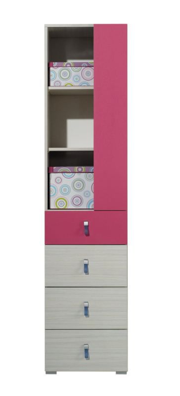 Cameretta - Armadio "Felipe" 06, Rosa / bianco - 190 x 45 x 40 cm (h x l x p)