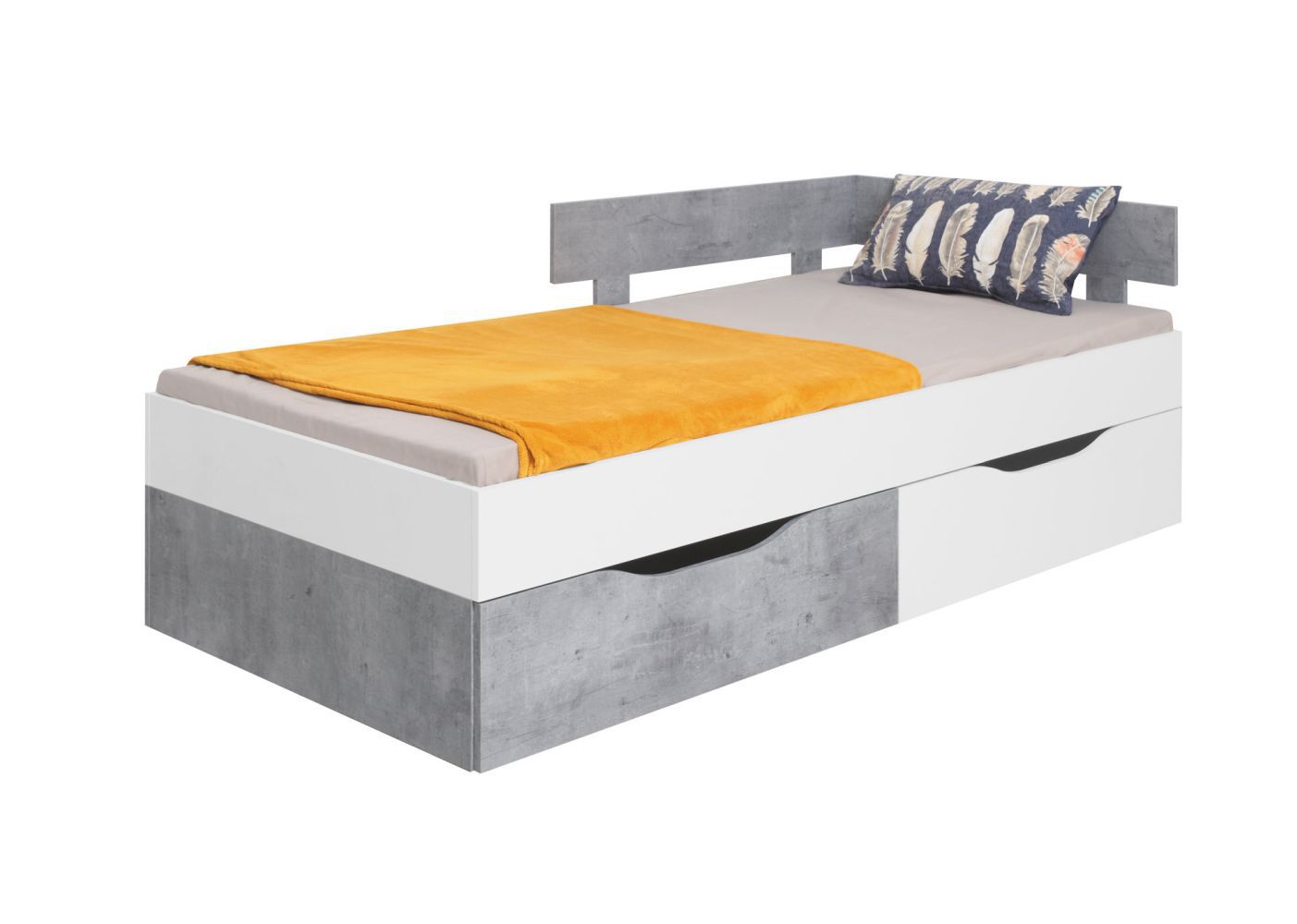 Cameretta - Letto singolo "Lede" 15, grigio / bianco - 90 x 200 cm