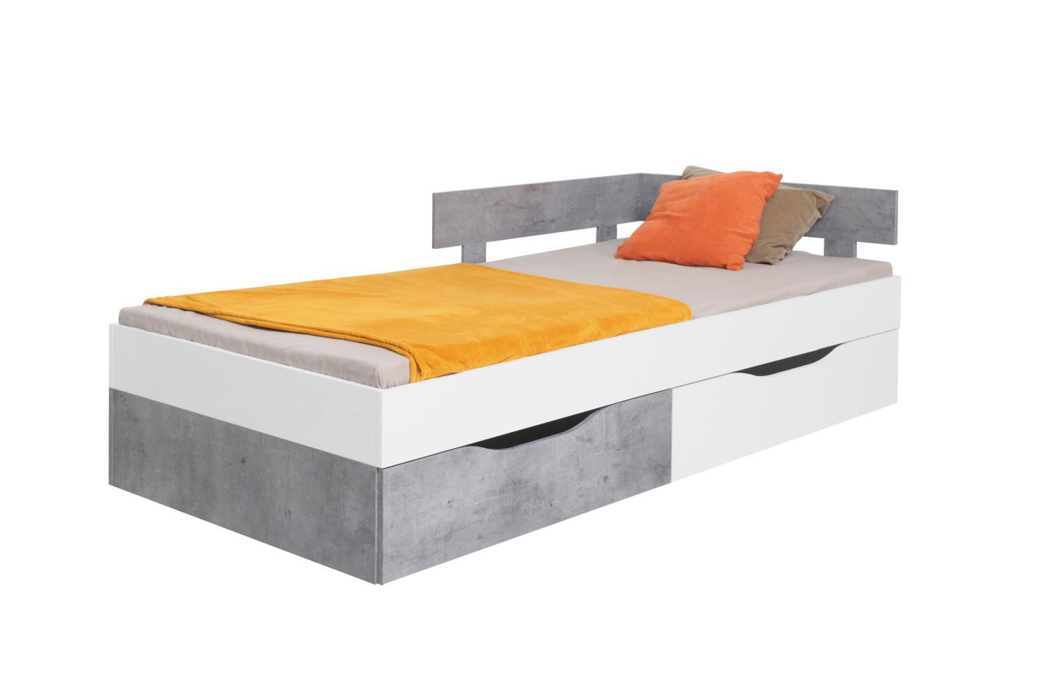 Letto una piazza e mezza per bambini "Lede" 16, grigio / bianco - 120 x 200 cm