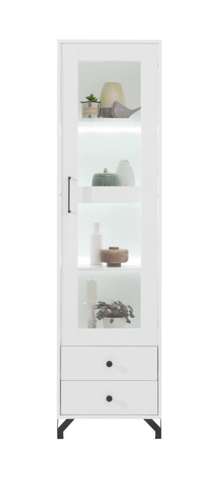 Vetrinetta "Tellin" 03, bianco / bianco lucido - 190 x 50 x 40 cm (h x l x p)