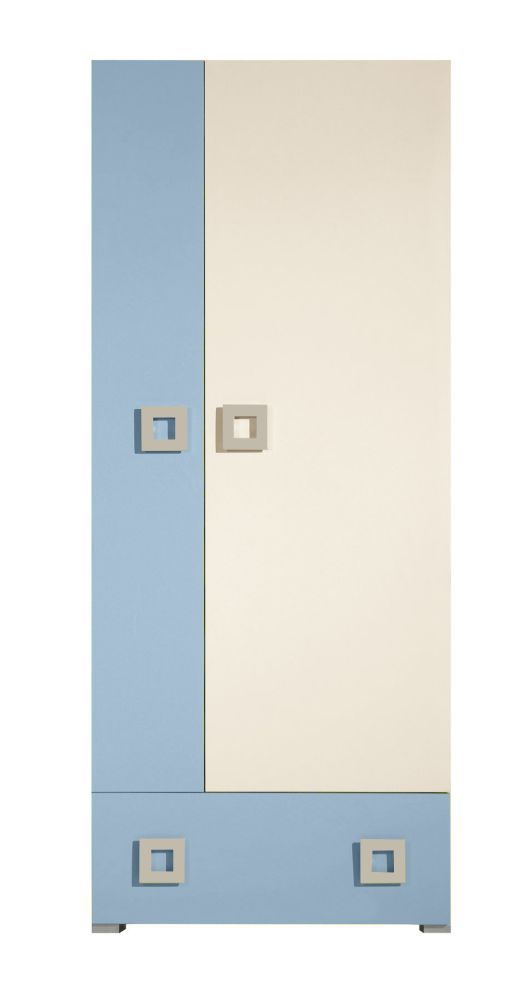 Cameretta - Armadio ad ante battenti "Namur" 01, blu / beige - 197 x 80 x 52 cm (h x l x p)