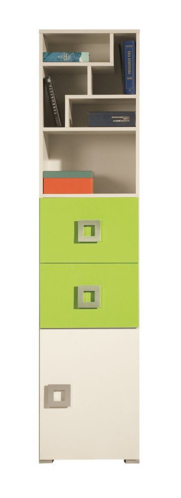 Scaffale "Namur" 04, verde / beige - 197 x 45 x 44 cm (h x l x p)