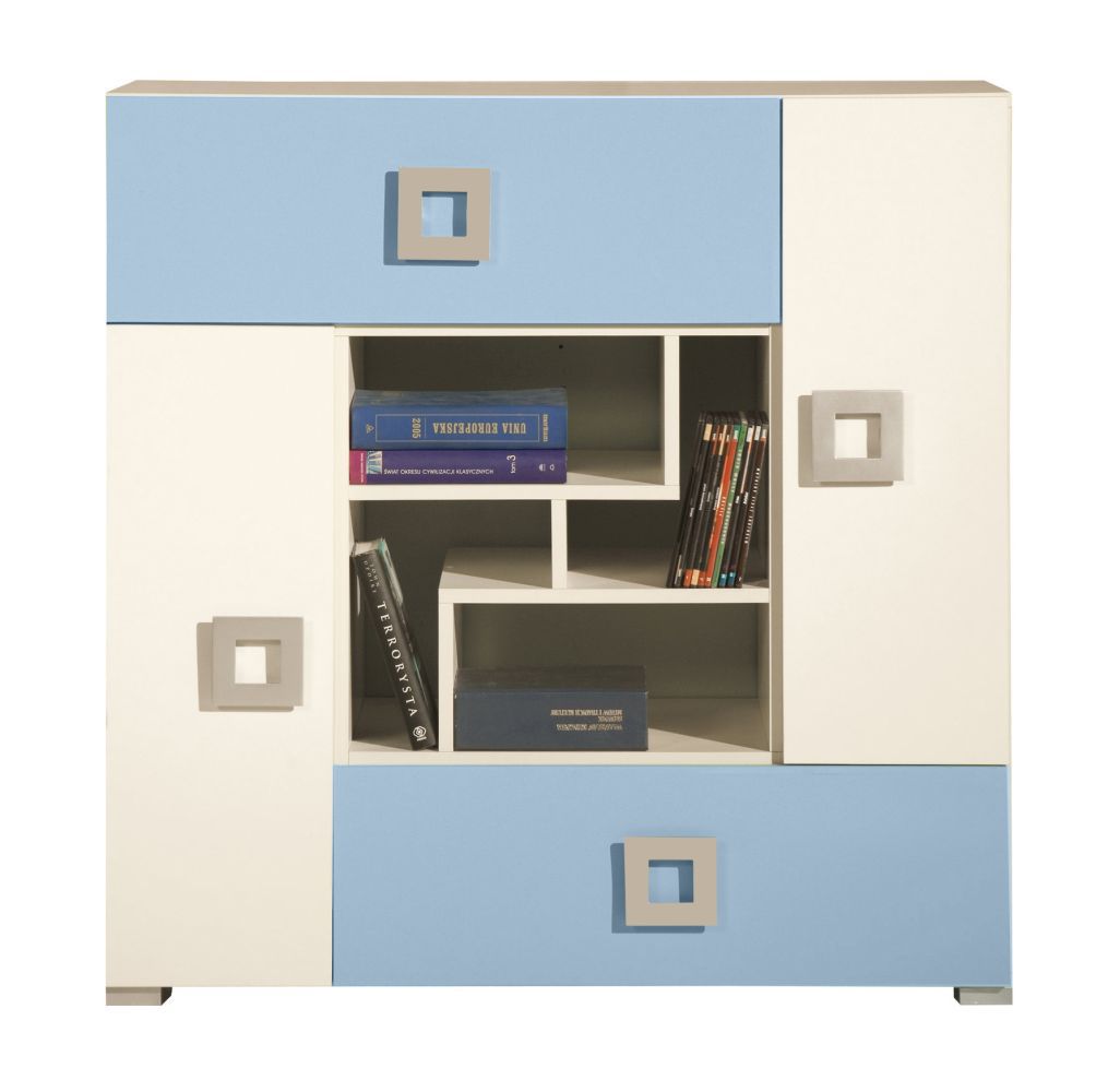 Cameretta - Cassettiera "Namur" 07,  blu / beige - 102 x 100 x 44 cm (h x l x p)