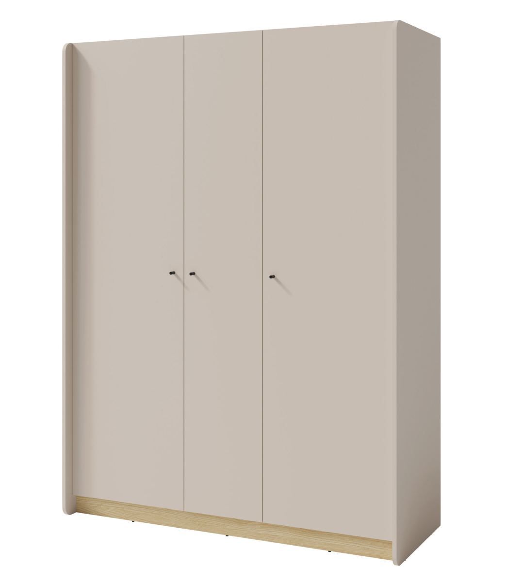 Armadio moderno Sampont 01, beige / rovere chiaro, 195 x 145 x 52 cm, con 12 scomparti e 1 asta appendiabiti, bordi in ABS, robusto e resistente