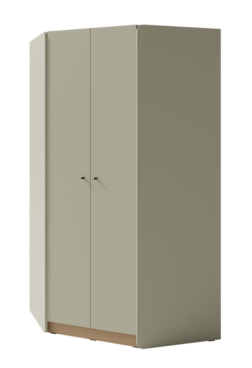 Armadio angolare Sampont 02, verde menta / rovere scuro, 195 x 95 x 95 cm, con 10 ripiani e 2 appendiabiti, bordi in ABS, robusto e resistente