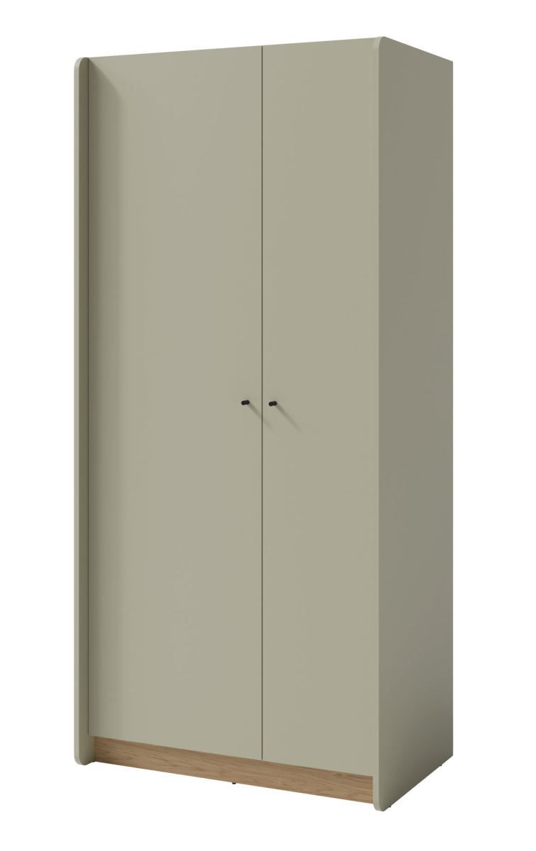 Armadio semplice Sampont 03, verde menta / rovere scuro, 195 x 90 x 52 cm, con 7 scomparti e 1 asta appendiabiti, bordi in ABS, finitura di alta qualità