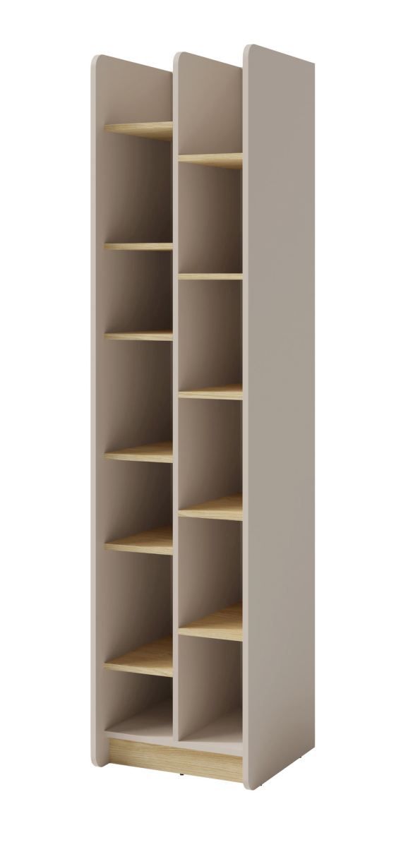 Scaffale Sampont 04, beige / rovere chiaro, 195 x 55 x 42 cm, con 11 scomparti, bordi in ABS, lavorazione pregiata, stabile e di alta qualità