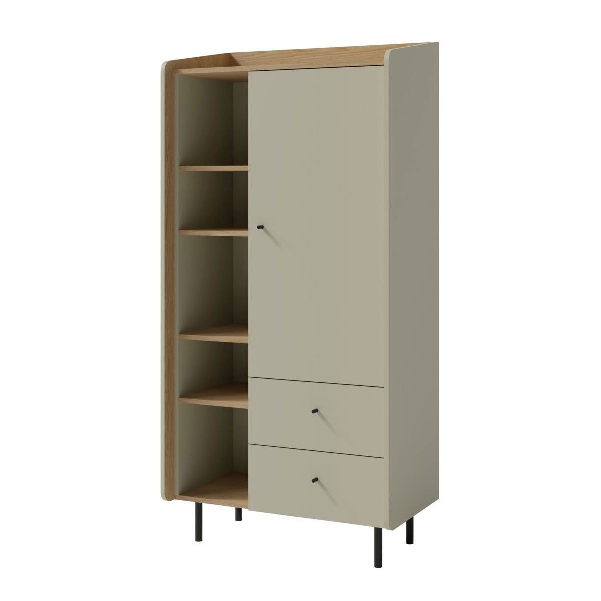 Elegante armadio Sampont 05, verde menta / rovere scuro, 170 x 80 x 42 cm, con 9 scomparti e 2 cassetti, bordi in ABS, costruzione precisa, resistente