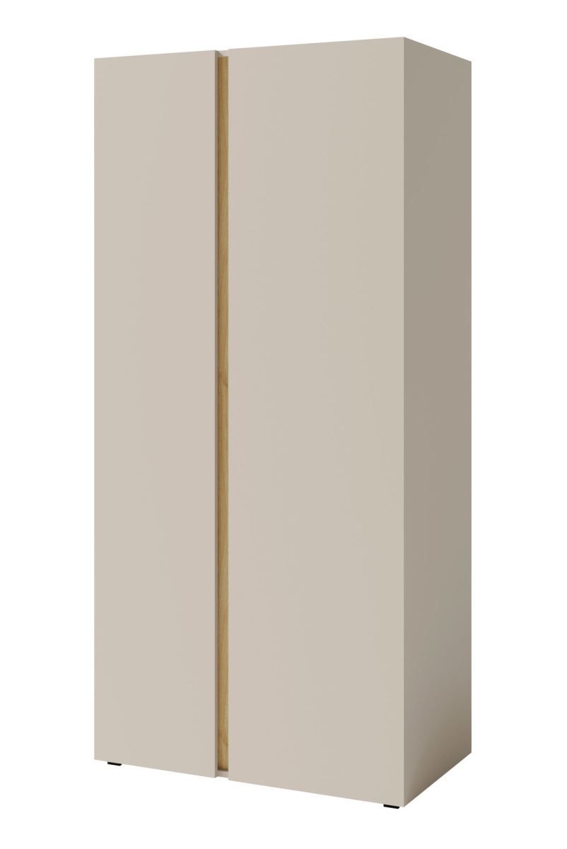 Armadio semplice Fricourt 03, beige / rovere chiaro, 195 x 90 x 50 cm, con 7 scomparti e 1 asta appendiabiti, bordi in ABS, finitura di alta qualità