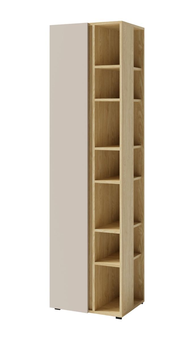 Armadio / scaffale Fricourt 04, beige / rovere chiaro, 195 x 55 x 40 cm, con 12 scomparti, bordi in ABS, lavorazione pregiata, stabile e di alta qualità