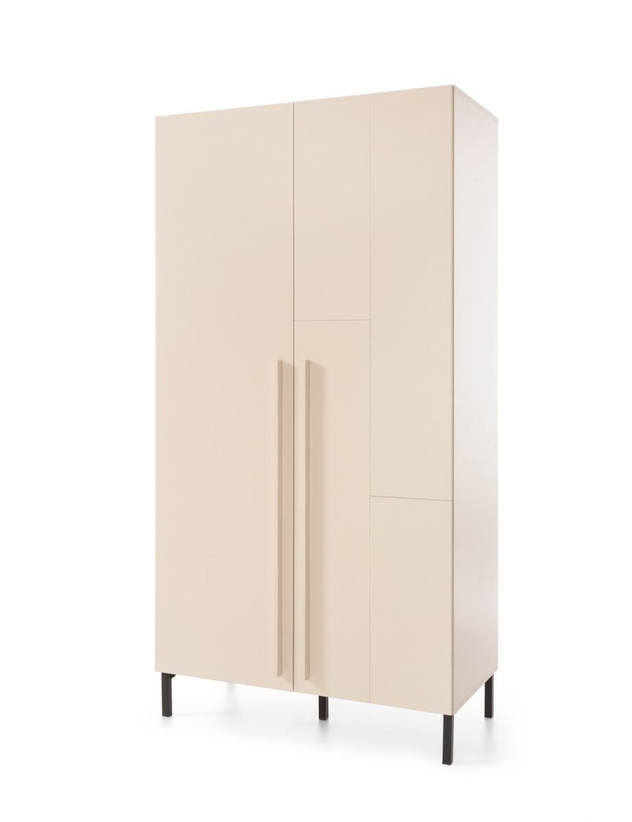 Authie 02 armadio a due ante, beige, 195 x 100 x 50 cm, con 5 scomparti e 1 asta appendiabiti, bordi in ABS, lavorazione pregiata