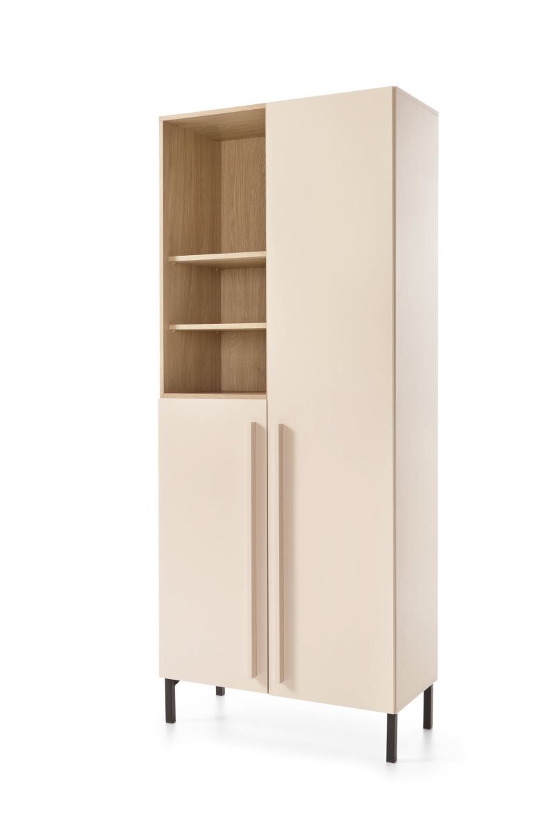 Elegante armadietto Authie 03, beige / rovere chiaro, 195 x 80 x 40 cm, con 9 scomparti, bordi in ABS, costruzione precisa, robusta e duratura