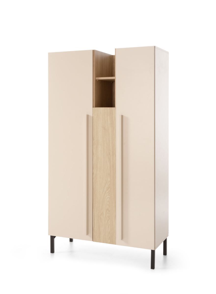 Armadio Authie 05, beige / rovere chiaro, 165 x 90 x 40 cm, con 9 scomparti, bordi in ABS, lavorazione pregiata, stabile e di alta qualità