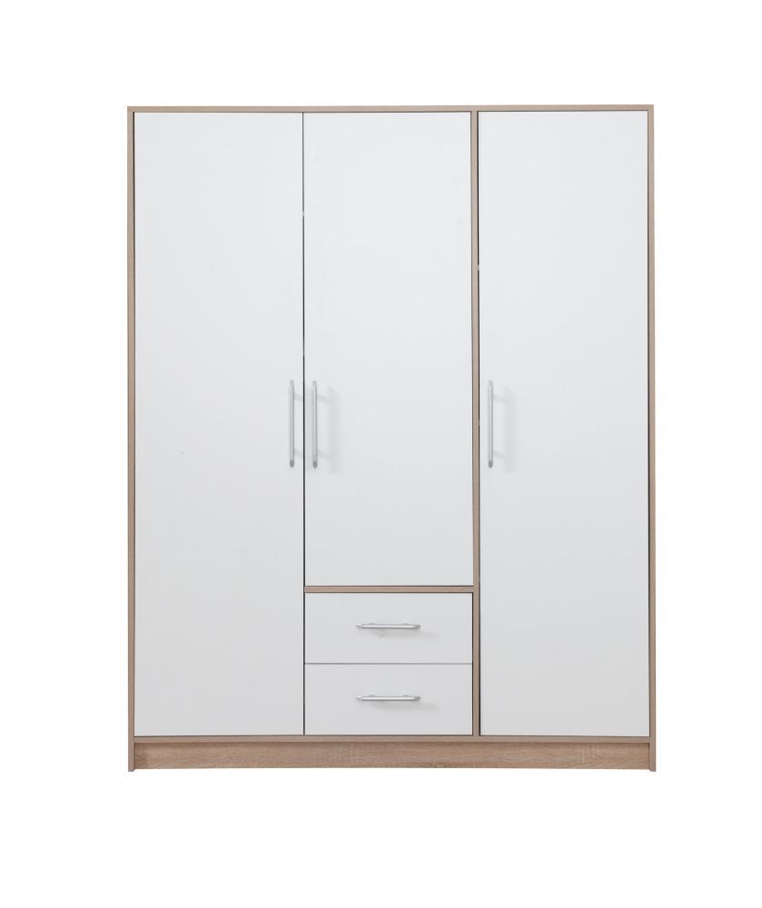 Armadio ad ante battenti "Hannut" 07, bianco / rovere - 190 x 150 x 56 cm (h x l x p)