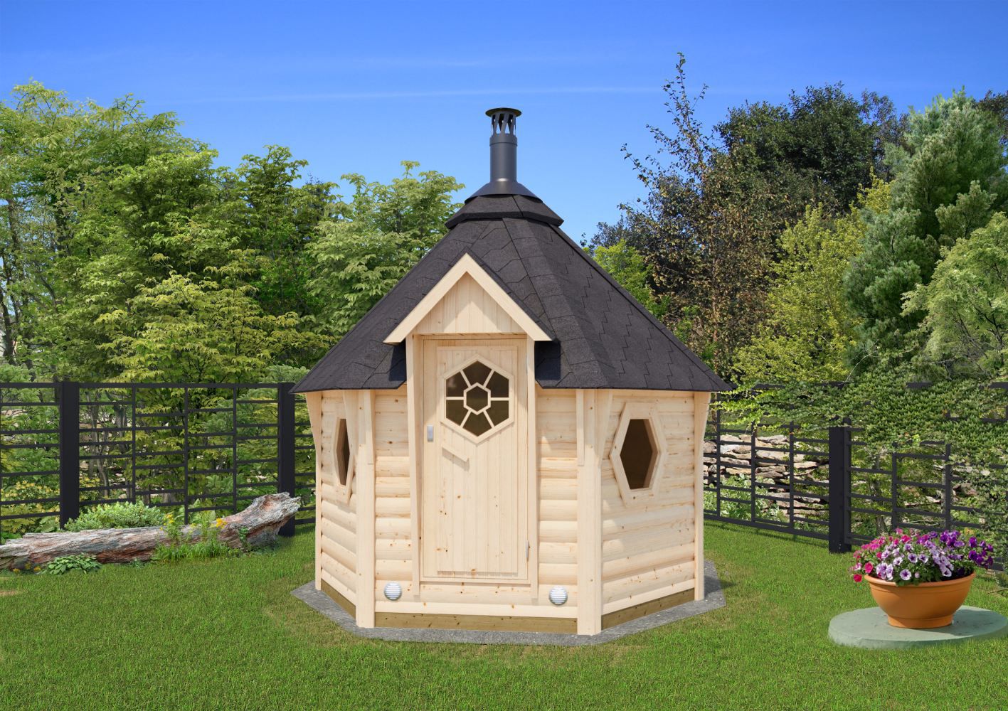 Casa sauna Eisenhut 14 - Dimensioni: 308 x 267 x 265 (L x P x A), superficie: 6 m², tetto a tenda