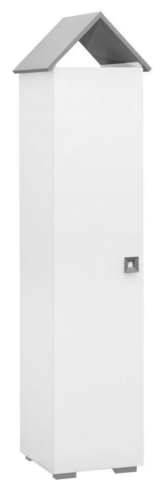 Cameretta - Armadio ad ante battenti Daniel 04, bianco / grigio - 191 x 48 x 46 cm (h x l x p)