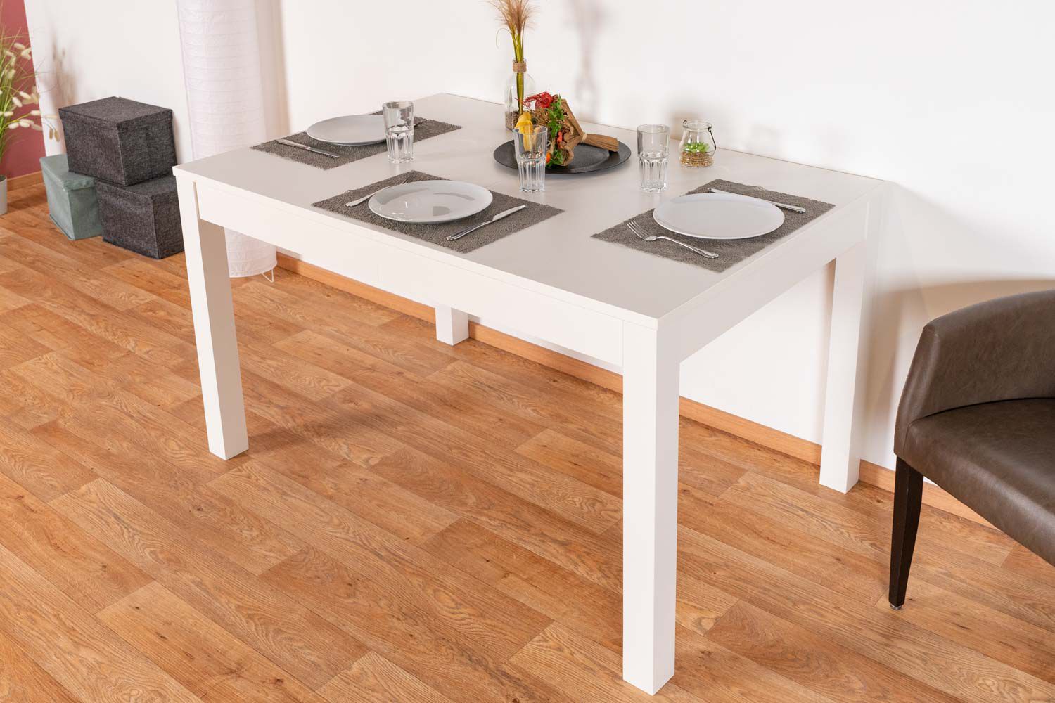 Tavolo da pranzo allungabile, bianco - 140 - 340 x 90 cm (l x p)