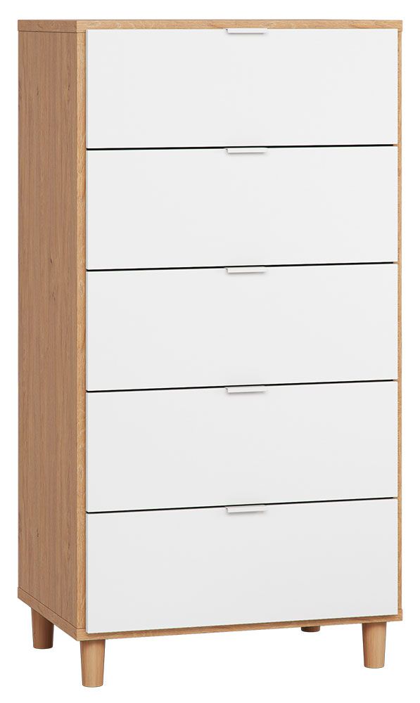 Cassettiera "Arbolita" 09, rovere / bianco - 122 x 63 x 47 cm (h x l x p)