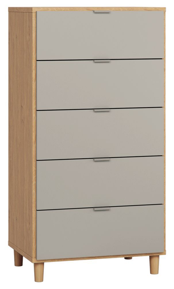 Cassettiera "Nanez" 05, rovere / grigio - 122 x 63 x 47 cm (h x l x p)