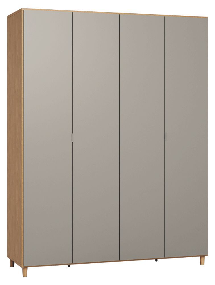 Armadio ad ante battenti "Nanez" 15, rovere / grigio - 239 x 185 x 57 cm (h x l x p)