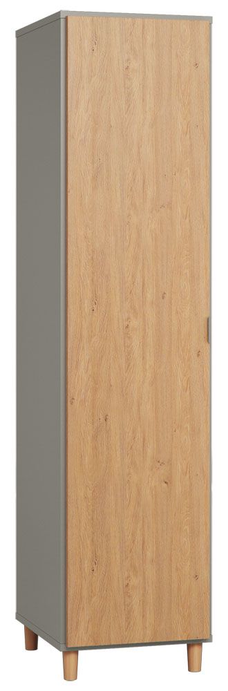 Armadio "Nanez" 34, grigio / rovere - 195 x 47 x 57 cm (h x l x p)