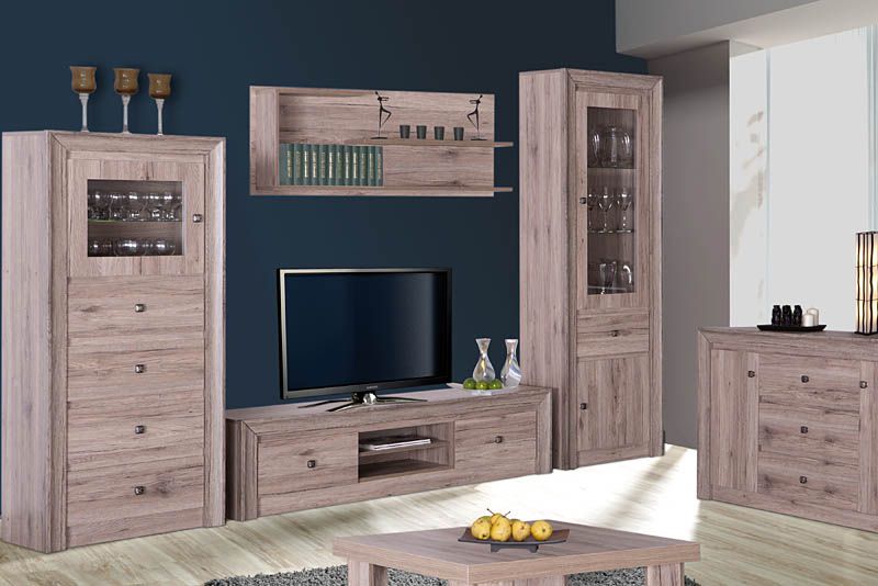 Soggiorno completo - Set C "Sokone", 6 pezzi, rovere Sanremo