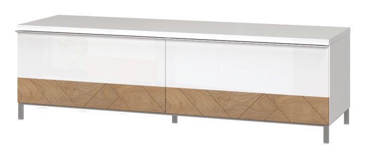 Mobile TV "Faleasiu" 23, bianco / noce - 46 x 152 x 45 cm (h x l x p)