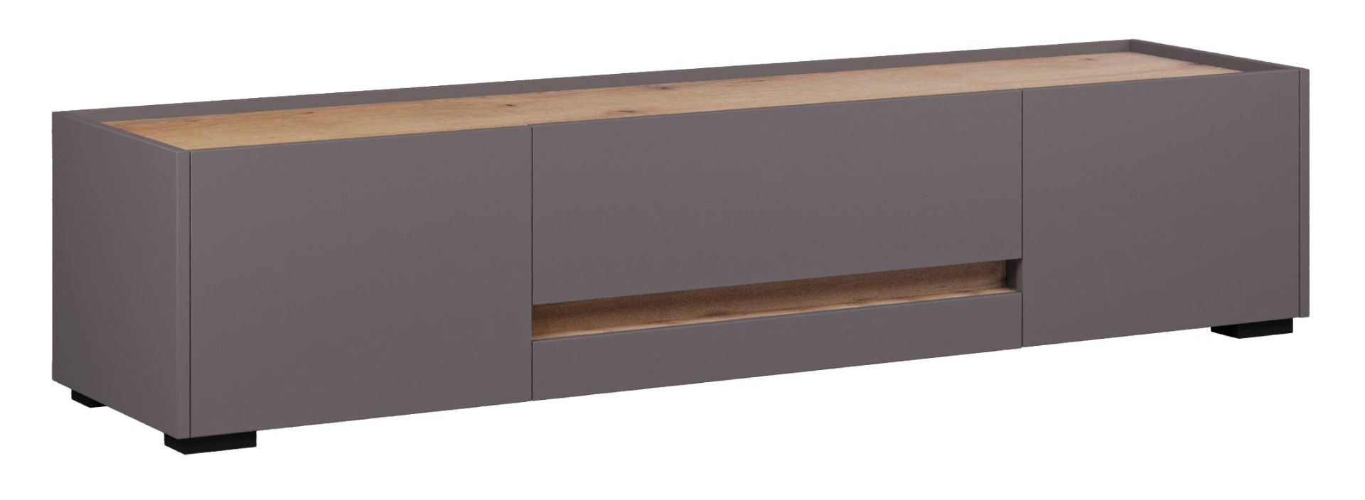 Mobile TV "Geltru" 01, rovere Artisan / grigio - 39 x 185 x 45 cm (h x l x p)