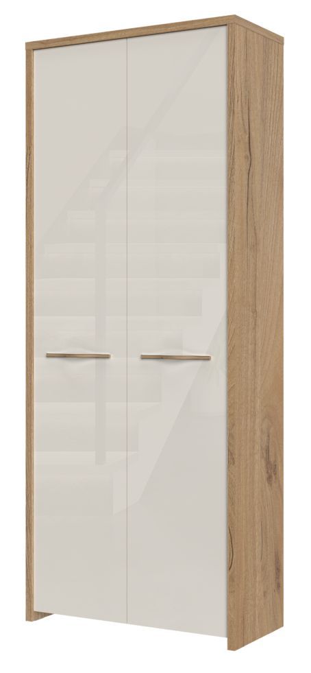 Armadio ad ante battenti Gataivai 20 , beige lucido / noce - 192 x 78 x 36 cm (h x l x p)