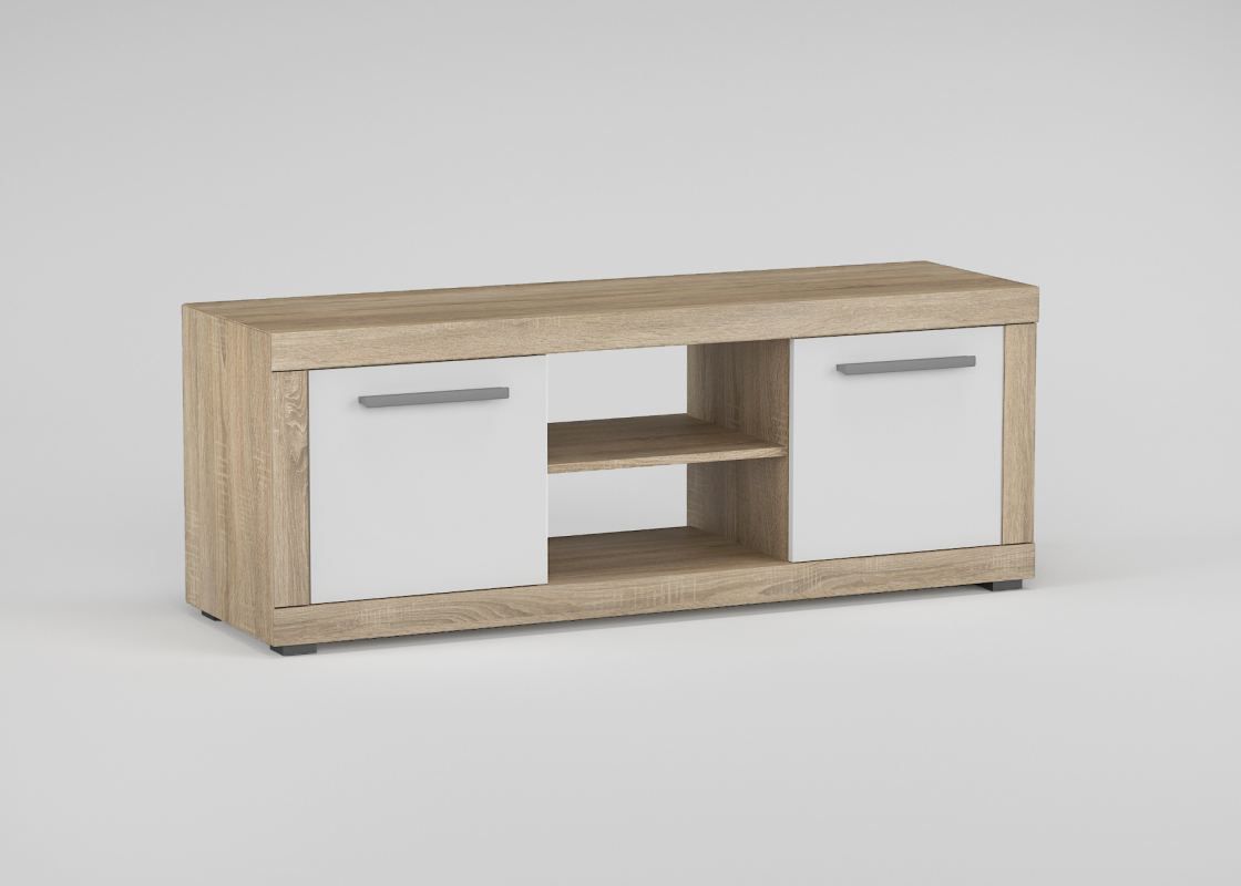 Mobile TV "Madryn" 06, rovere Sonoma / bianco - 50 x 138 x 40 cm (h x l x p)